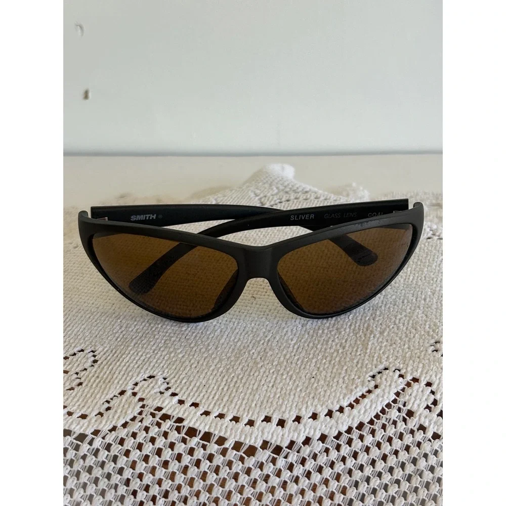 Vintage Smith Sliver Sunglasses Coal Matte Black Brown Glass Lens.Italy. Sport